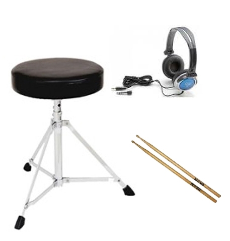 Electronic Drums Quality Essentials Pack - (stool - headphones - sticks)
