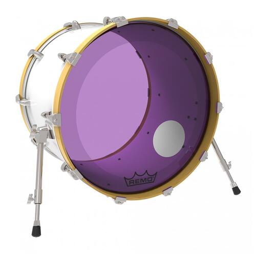 Image 2 - Remo P3 Resonant Colortone Purple Bass Drum Heads, Ported