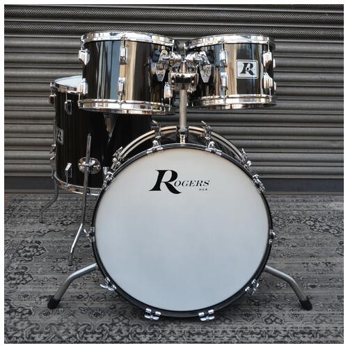 Image 3 - Rogers Usa Big R 1970s Londoner Drum Kit 12",13",16",22" In Ebony With Stands - 2nd Hand