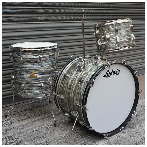 Ludwig 'Pre-serial' 1960s USA 'Super Classic' 13" 16" 22" in Blue Oyster Pearl COB hoops - 2nd Hand