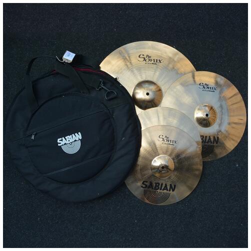 Sabian Pro Sonix 14" hats 16" crash 20" ride Cymbal Set with Sabian bag - 2nd Hand